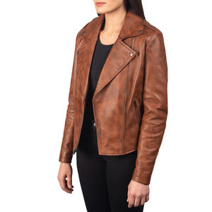 Chaqueta Bomber Clásica Unisex de Lana Color Bronceado, Acabado Vintage Desgastado, Cierre Asimétrico, Revestimiento Invernal, Suministro al por Mayor OEM - Product Image 2