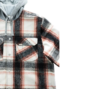 Camisa con Capucha de Corte Holgado con Bordado Personalizado OEM, 100% Algodón Suave, Camisa de Franela Tejida, Camisa Clásica con Capucha a Cuadros - Product Image 5
