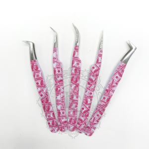 Pince à cils à pointe argentée pour revêtement en papier Dollars Pince à épiler solide Pince à épiler en acier inoxydable de haute qualité Étiquette personnalisée acceptée - Product Image 5