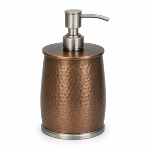 Distributeur de savon en cuivre martelé de luxe, flacon pompe à savon liquide en métal bronze antique pour hôtel et décoration de salle de bain - Product Image 1