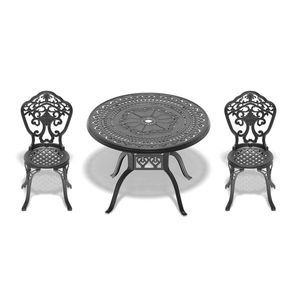 Set da pranzo/bistrot da esterno in alluminio pressofuso per tutte le stagioni, 3 pezzi, con struttura nera - Product Image 2