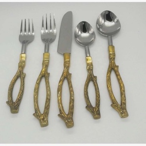 Nuevo brillante mango grueso de Metal personalizado Acero inoxidable plata real níquel cubiertos cuchara tenedor y cuchillo juego de cubiertos - Product Image 2