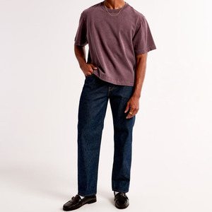 เสื้อยืดออกกำลังกายผู้ชายปี 2025 ทรงเข้ารูป แขนสั้น น้ำหนักเบา ผ้าฝ้าย 100% OEM เสื้อยืดสตรีทแวร์ผู้ชาย ทรงบ็อกซี่ - Product Image 3