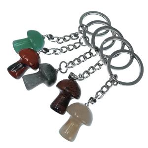 Vente en gros de porte-clés champignons en pierres précieuses sculptées à la main naturelles porte-clés en cristal Quartz de guérison décoration intérieure cadeaux d'anniversaire - Product Image 1