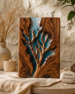 Handmade American Style Coastal Ocean Resin Wooden Tree Life Urn for Cremation Durable Eco-Friendly <b>Memorial</b> <b>Keepsake</b> 220 Cubic - Product Image 6