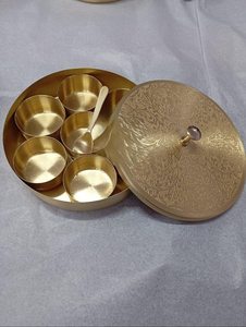 Brass spice box used for Wedding gifts, Baby <b>shower</b> and for all festive occasions. - Product Image 4