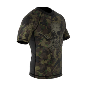Tactical Camo Skull <b>Print</b> Men Compression Shirt Performance Fitness Top Black Belt Rash Guard Master Rash Guard - Product Image 4