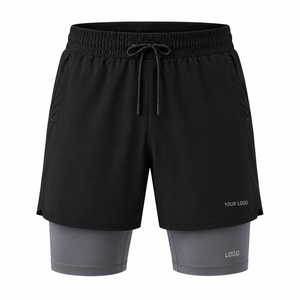Double <b>Layer</b> Compression Shorts - Quick Dry Four-Way Stretch Fabric with Custom Logo Printing Suited for Gym and All-Season - Product Image 1