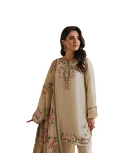 Conjunto de Salwar Kameez de Muselina de 3 Piezas Listo para Usar, Anarkali Kurta Pant, Vestido Largo Tradicional para Fiesta Diwali, Estampados Florales Vibrantes - Product Image 3