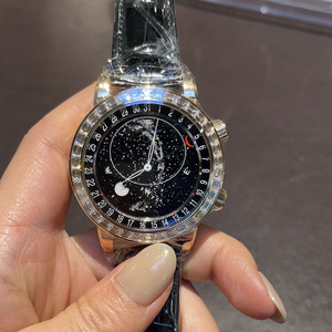 Montre mécanique automatique pour homme, bracelet en cuir de designer 3A Factory, cadran ciel étoilé avec diamants, verre saphir, 44 mm, montre décontractée - Product Image 3