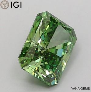 Diamante Cultivado en Laboratorio CVD, Corte Radiante, 3.00 Quilates, Color Verde Intenso, Claridad VS1, Certificado IGI, para Anillo de Compromiso - Product Image 3