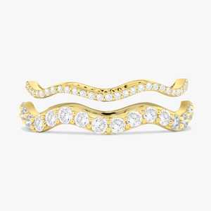 แหวนซ้อนกันได้แบบหยักศก ทองคำแท้ 14k ประดับเพชรทรงกลมแบบฝังละเอียด ดีไซน์ซิกแซก เหมาะสำหรับใส่ทุกวัน เครื่องประดับมินิมอล ผลิตโดยผู้ผลิตเครื่องประดับชั้นดี - Product Image 4
