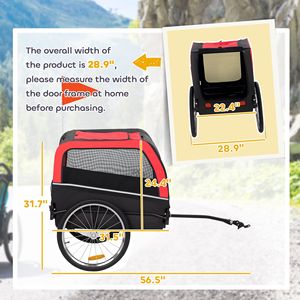 Remolque para Bicicleta para Perros con Llantas Neumáticas de 20 Pulgadas, Carrito para Mascotas Grande con Liberación Rápida, 3 Ruedas, Reflectores y Bandera - Product Image 3