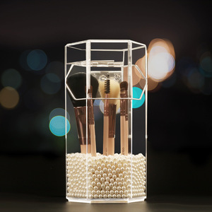 Acrylic Makeup Brush Holder with Dustproof Cover Large Capacity Cosmetic <b>Storage</b> Box <b>for</b> <b>Dressing</b> <b>Table</b> - Product Image 3