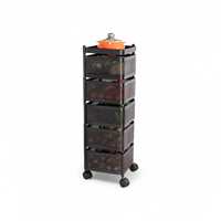 Chariot de rangement de cuisine pliable de luxe à 5 niveaux, panier perforé, chariot alimentaire, finition mate, revêtement en poudre MS, roulettes en caoutchouc