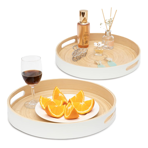 Trendy <b>Pastel</b> Color Spun Bamboo Tray Wholesale, Vietnam Handmade <b>Decorative</b> Serving Trays for Kitchen & Dining Tableware - Product Image 4