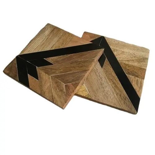 Lot de 4 sous-verres en bois en résine de forme carrée faits à la main de la meilleure qualité