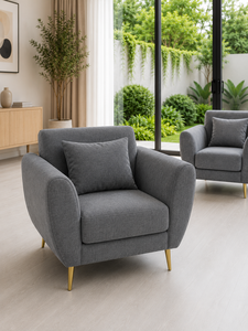 Sofá Moderno 221 ROMA Gris, Conjunto de 221 Plazas, para Sala de Estar, Apartamento, Hotel, Uso Ecológico, Tela Personalizada, Mueble Cuadrado Curvo - Product Image 4