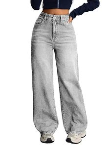 Jeans Anchos de Cintura Alta Elásticos de Mezclilla para Mujer - Product Image 3