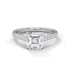Bague solitaire à sertissage à griffes et diamant taille Asscher, très populaire, pour le quotidien, le bureau et les mariages, un cadeau élégant pour elle - Product Image 4
