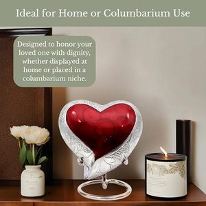 Executive Aluminum Heart <b>Memorial</b> Cremation <b>Keepsake</b> Urn Ash Tribute Holder Featuring Decorative Secure Top Closure - Product Image 6