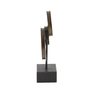 Bronze Geometric Metal Sculpture Artistic Handmade Industrial Tabletop Decor 16 Inch Height for Living Room - Product Image 2