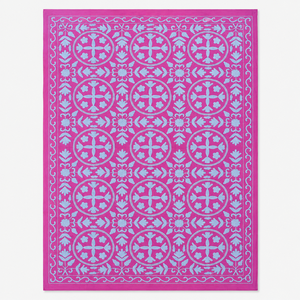 Couvre-lit en coton brodé Suzani exclusif, motif floral magenta et aqua, fait main, style bohème indien, décoration ethnique pour la maison - Product Image 6