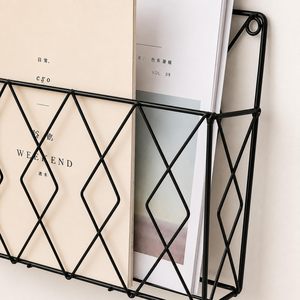 Black Metal <b>Wall</b> Mounted Newspaper Magazine Holder Iron <b>Wire</b> <b>Storage</b> Basket <b>Rack</b> for Home Office Living Room - Product Image 3