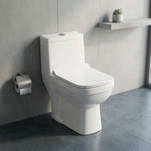 Ensemble WC et lavabo en céramique monobloc moderne avec double chasse pour la fourniture de projets au Moyen-Orient - Product Image 3
