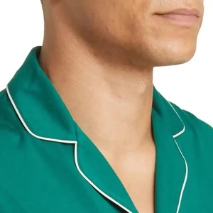 Pyjama de luxe personnalisé en satin de soie et 100 % coton pour homme, ensemble de nuit et de détente à manches longues et pantalon long - Product Image 4