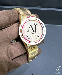 นาฬิกาจักรกลหน้าปัดสีทองพร้อมกรอบคริสตัล สายสแตนเลส จอแสดงผลแบบอนาล็อก สไตล์เครื่องประดับแฟชั่น - Product Image 2