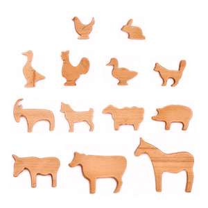 Ensemble de 7 figurines d'animaux en bois, formes découpées faites à la main, décoration autoportante pour la maison - Product Image 4