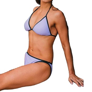Trajes de Baño Transpirables para Mujer, Bikinis Azules, Ajuste Ceñido, Duraderos, de Secado Rápido, Ropa de Playa, Pantalones Estampados de Poliéster/Nailon - Product Image 5