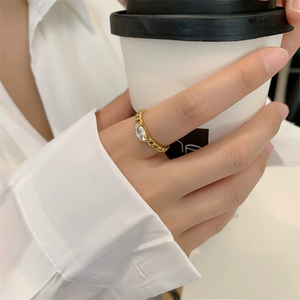 Vintage <b>Jade</b> Gemstone <b>Ring</b> Chain Style 18K Gold Plated Women's - Product Image 2