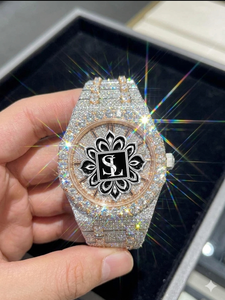 Reloj VVS con Diamantes, Esfera Árabe Personalizada, Reloj de Lujo con Joyas Brillantes, Movimiento de Cuarzo de Acero Inoxidable, Reloj de 20 mm, Reloj de Rapero - Product Image 4