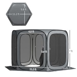 Tenda a Schermo Pop-Up Portatile 3,35 x 3,35 m Grigio Scuro UPF50+ Impermeabile con Borsa per il Trasporto in Poliestere Nylon - Product Image 3