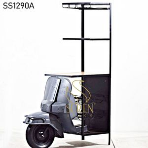SUREN SPACE SS1290 Indian Designer Old Scooter Recycled Wooden Shelves <b>Bar</b> Counter Automobile Style Antique Living Room - Product Image 2