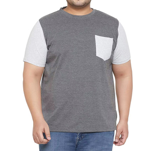T-shirt à manches courtes pour homme, coupe classique, gris et blanc, col rond, décontracté, respirant, jersey tricoté 230g, 100% coton - Product Image 1