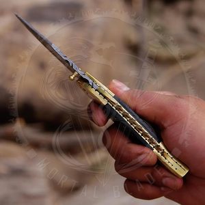 Customizable Damascus Steel Folding Pocket Knife Beautiful Handle Stainless Steel Survival Knife Handmade OEM Drop Shipping High - Product Image 4