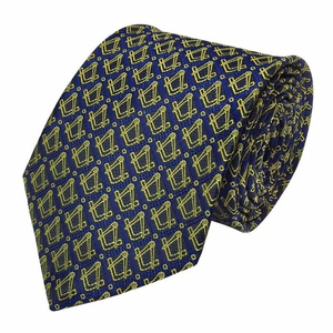 Cravate Maître Maçon Loge Bleue avec Compas Carré Doré, Logo Personnalisé Imprimé par Transfert Thermique, Régalia Franc-Maçon Personnalisable OEM - Product Image 1