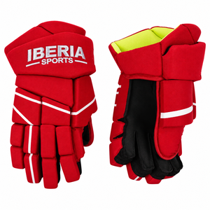 Guantes de Hockey sobre Hielo IBERIA Premium Rojos con Acolchado Protector, Guantes para Jugadores de Hockey, Personalizados, OEM, Venta al Por Mayor - Product Image 1