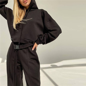 Bright Green Belted <b>Sweatsuit</b> <b>for</b> <b>Women</b> Two Piece Hooded Sweatshirt and Jogger Set Stylish Fleece Lounge Wear Winter Outfit - Product Image 6