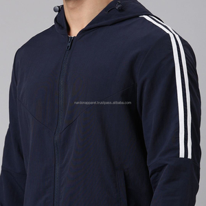 Vente en gros de vêtements Nardon, veste coupe-vent simple à logo personnalisé, veste coupe-vent à capuche zippée pour hommes - Product Image 6