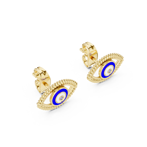TRENDY EVILEYE <b>EARRING</b> <b>SET</b> IN 18KT SOLID YELLOW <b>GOLD</b> ENGAGEMENT WEDDING PARTY VALENTINE GIFT GLAM EVENT EVERYDAY USE FOR WOMEN - Product Image 2