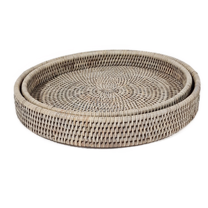 Bandeja de Servir de Ratán Natural Hecha a Mano de Calidad Premium con Asas de Madera, Organizador de Cocina Sostenible para Bandejas Decorativas - Product Image 2