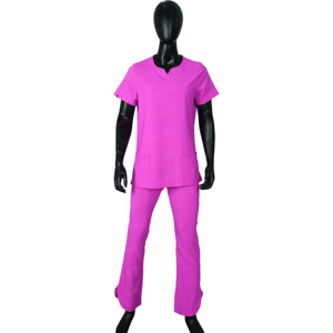 Blouses roses pour femmes en polyester tissé, uniformes d'hôpital avec poches avant et col en V pour usage médical - Product Image 2