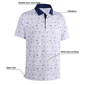 Diseño personalizado todo impreso contraste color polos para hombres Piqué algodón Golf Polo Shirts - Product Image 3