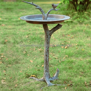 Bebedero para pájaros de metal de primera calidad, para jardín exterior, tazón de agua, hierro resistente al óxido, accesorio decorativo. - Product Image 1