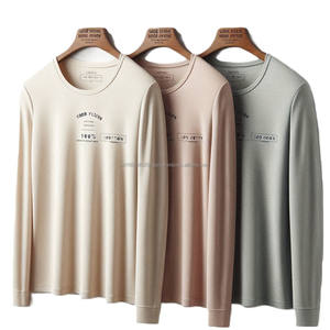 100% coton O-Neck T-Shirts Hommes Manches Longues Séchage Rapide Tricot Léger Respirant-Styles Personnalisés Smart Fit Solide Couleur Imprimé OEM - Product Image 5