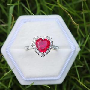 Bague en forme de cœur en diamant, cœur d'amour, or massif 14 carats, cadeau de fiançailles et de mariage de luxe pour femmes - Product Image 1